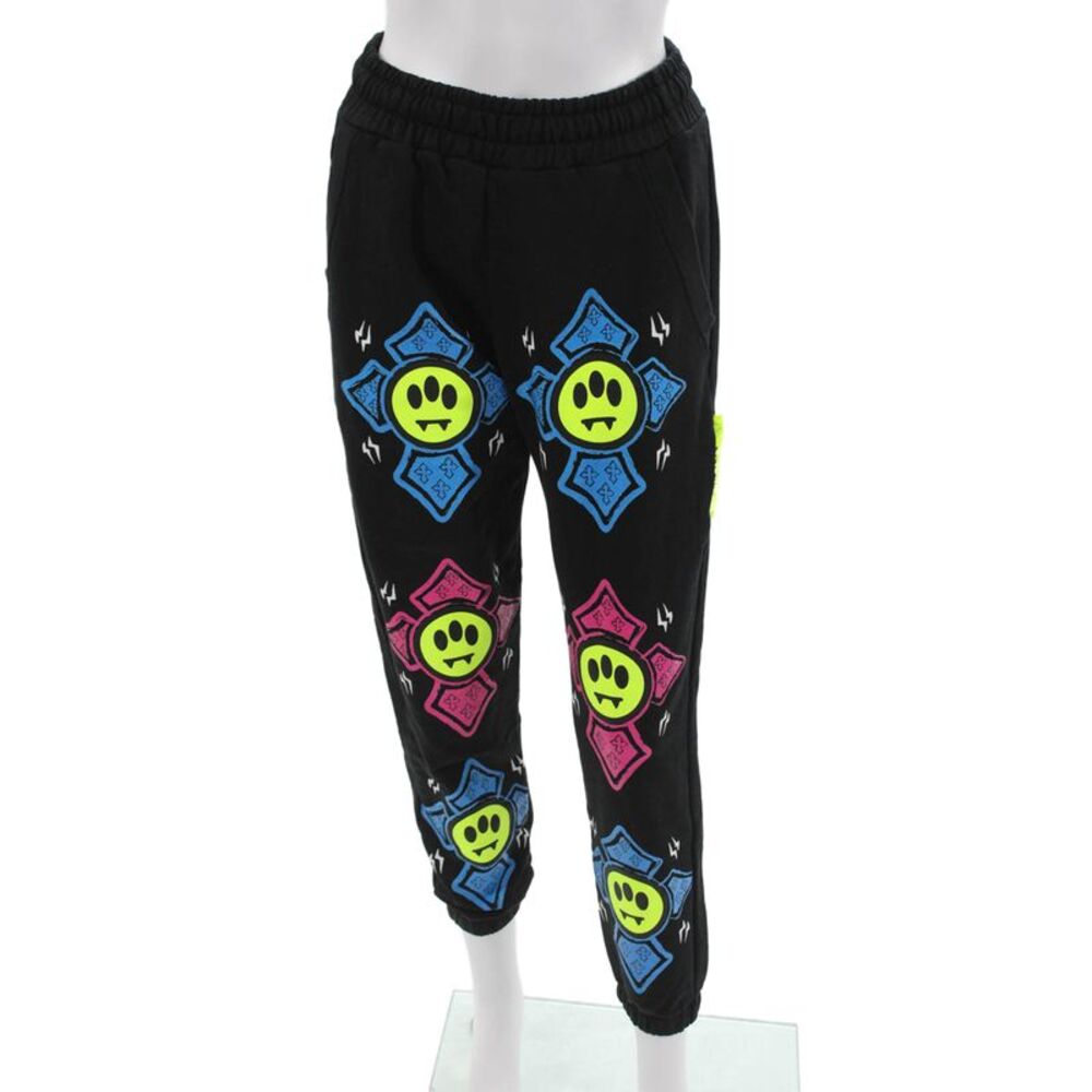 Barrow Womens Cotton Graphic Print Drawstring Jogger Sweatpants Black Size XS